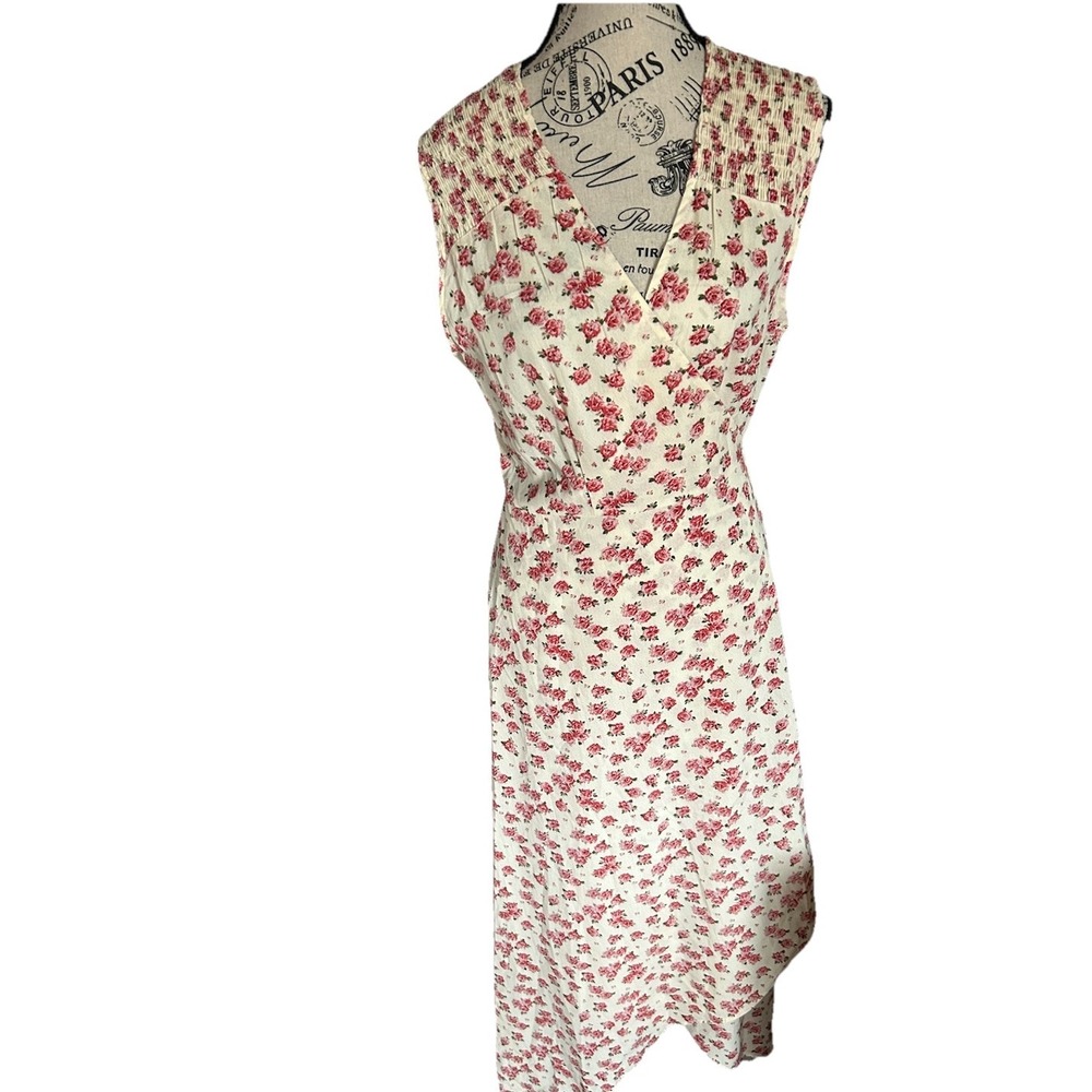 Women's Midi M Asymmetrical Wrap Dress Floral Cottagecore   Romantic Casual